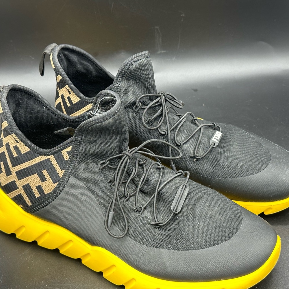 Fendi Men's Black and Yellow Sneakers